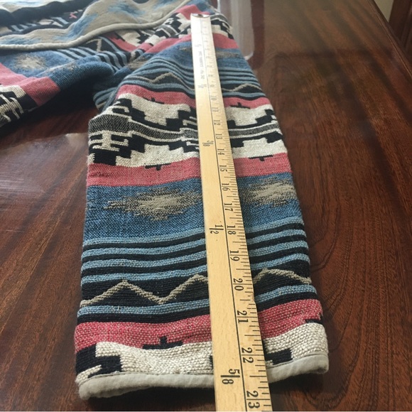 Vintage Flashback Womens Aztec Western  Blanket Oversized Jacket Tan Blue Size M - Picture 11 of 13